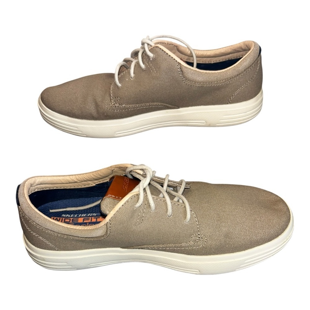 Skechers Taupe Canvas Air-Cooled Memory Foam Preppy Sneakers MenSize 11 Wide Fit